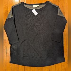 NWT Ann Taylor LOFT Women's Navy Blue and Gray Boatneck Sweater Size XS